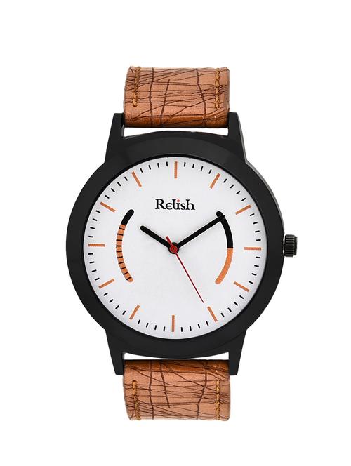 re-009bt round analog dial leather strap watch - 13173848 - Very Small Image - 1