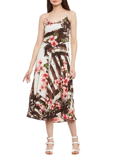 white poly crepe printed dress - 13174143 - Very Small Image - 1