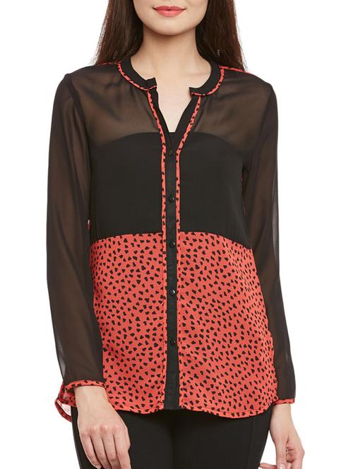 sheer panel printed top - 13174150 - Very Small Image - 1