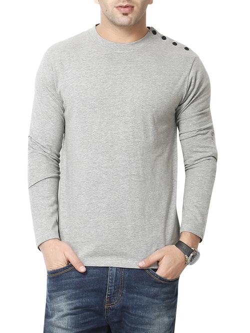 solid grey cotton t-shirt - 13177469 - Very Small Image - 1
