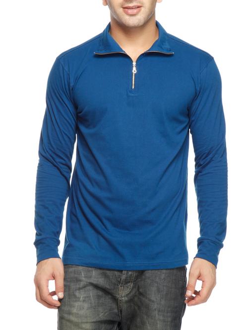 solid dark blue cotton t-shirt - 13177499 - Very Small Image - 1