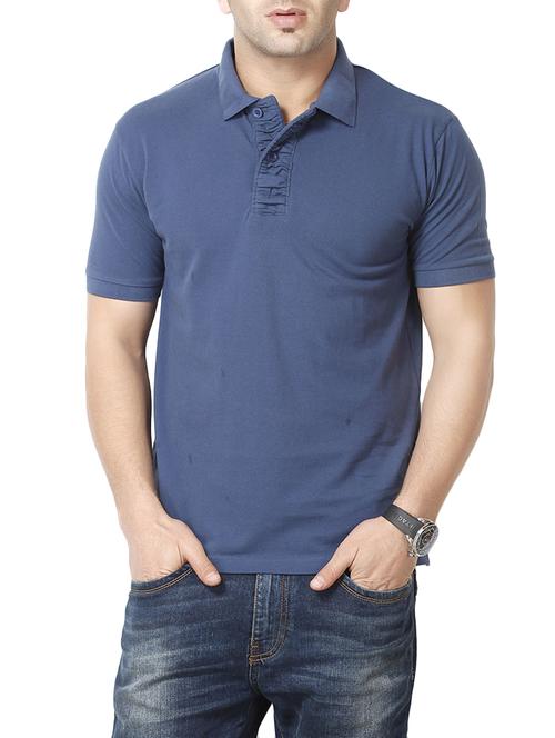 solid navy blue cotton t-shirt - 13177507 - Very Small Image - 1