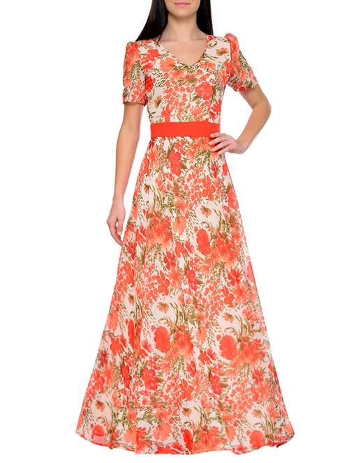 v neck floral maxi dress - 13178856 - Very Small Image - 1