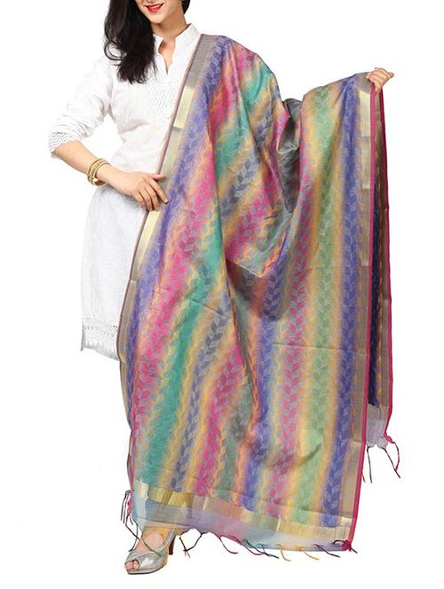 resham with zari work banarasi woven art silk dupatta - 13179411 - Very Small Image - 1