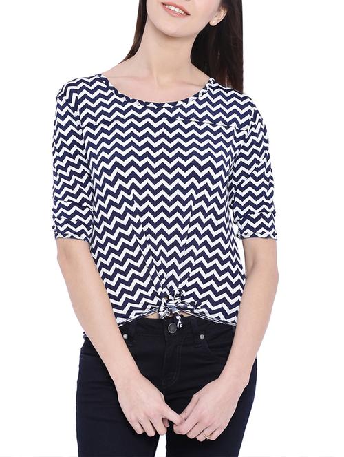 women's crop round neck top - 13183418 - Very Small Image - 1