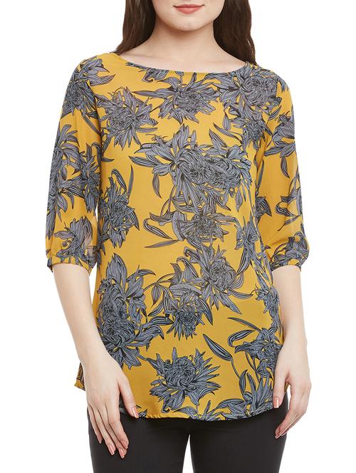 yellow crepe regular top - 13184351 - Very Small Image - 1