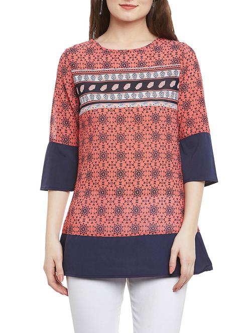 pink georgette regular tunic - 13184360 - Very Small Image - 1