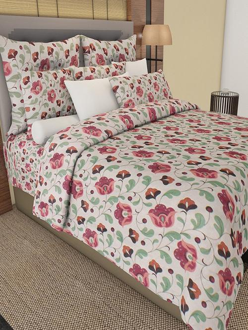 amethyst cotton printed double bedsheet with two pillow covers - 13184886 - Very Small Image - 1