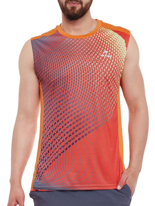 orange printed polyester t-shirt - 13185449 - Very Small Image - 1