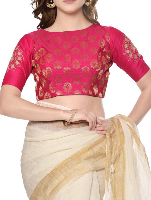 Pink brocade stitched blouse - 13185683 - Very Small Image - 1
