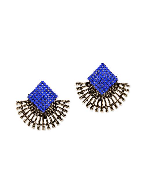 gold brass drop earring - 13185881 - Very Small Image - 1