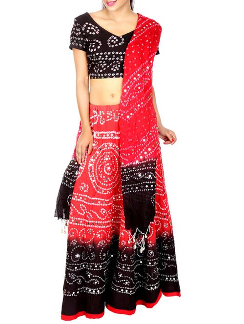 black cotton aline lehenga - 13187081 - Very Small Image - 1