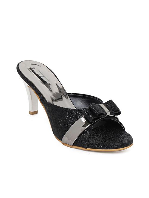 black faux leather slip on sandals - 13187569 - Very Small Image - 1
