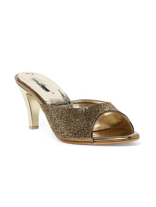 gold leatherette slip on sandals - 13187625 - Very Small Image - 1