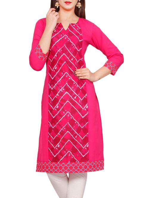 pink cotton straight kurta - 13193515 - Very Small Image - 1