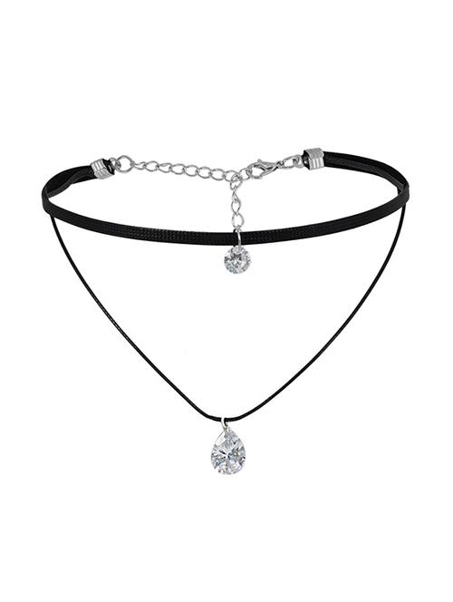 black leatherette necklace - 13194486 - Very Small Image - 1