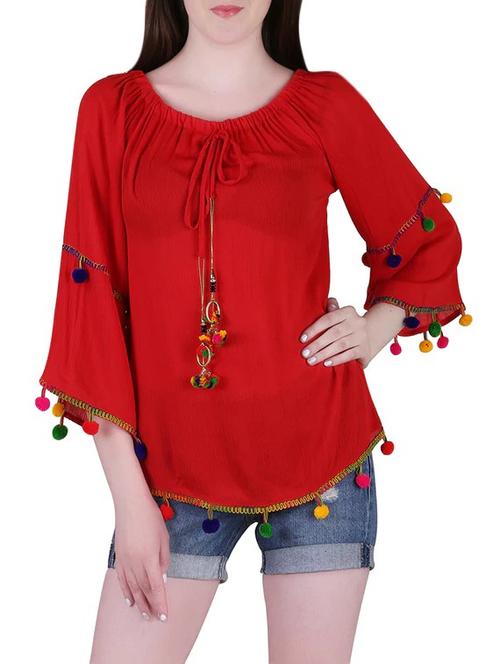 red rayon top - 13195467 - Very Small Image - 1