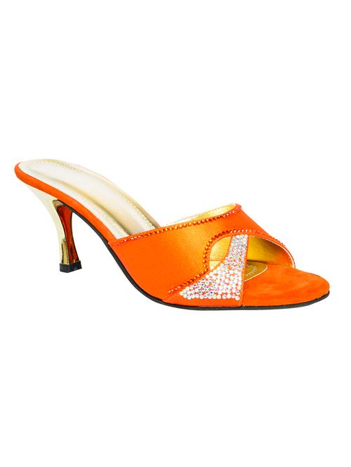 orange leatherette slip on sandals - 13197397 - Very Small Image - 1