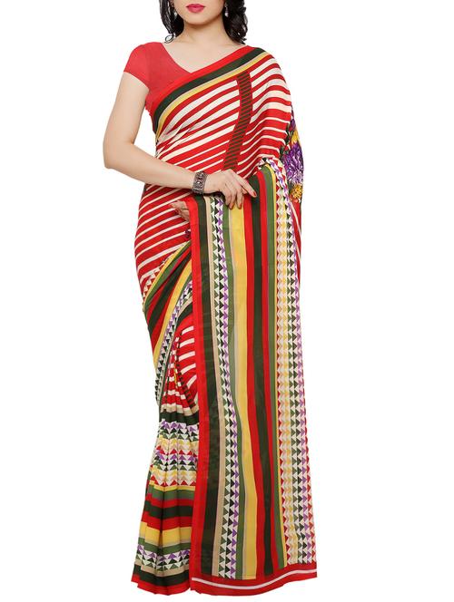 multi colored georgette printed saree with blouse - 13197448 - Very Small Image - 1