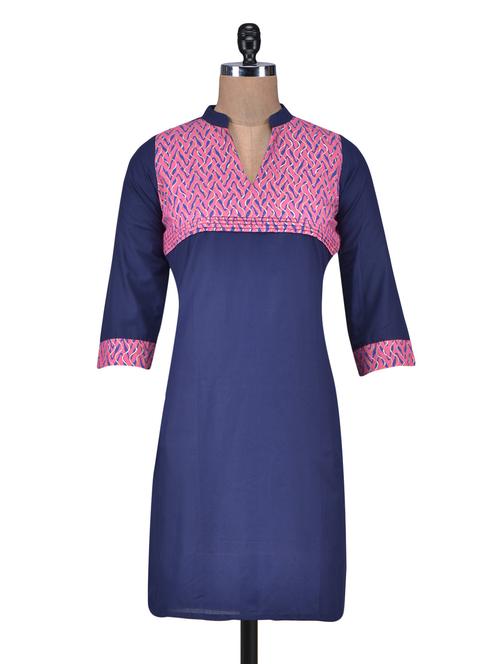 blue cotton printed kurti - 1320100 - Very Small Image - 1