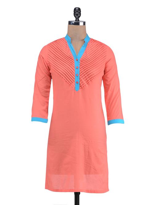 red cotton plain kurti - 1320598 - Very Small Image - 1