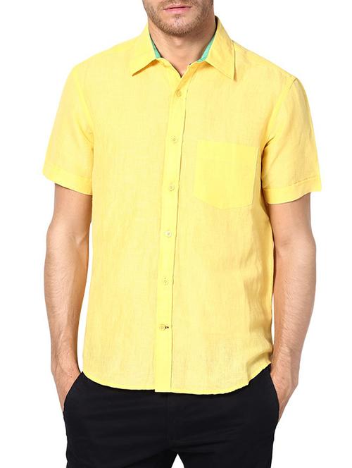 yellow linen casual shirt - 13214880 - Very Small Image - 1