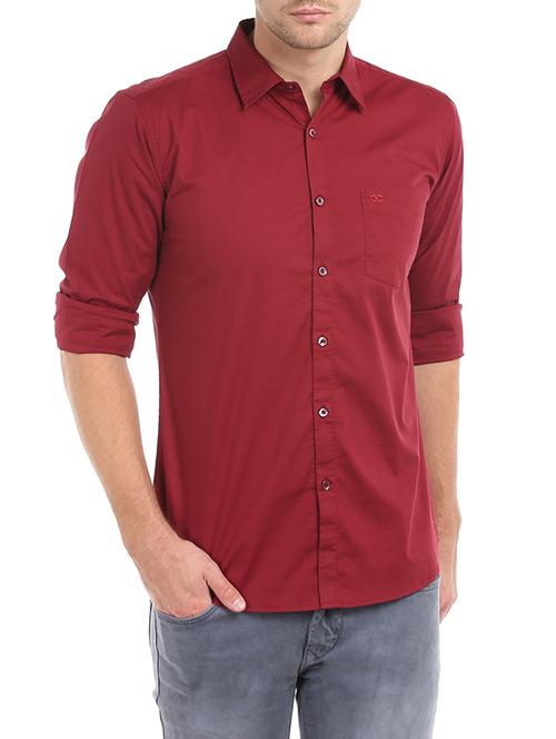 red cotton blend casual shirt - 13215535 - Very Small Image - 1