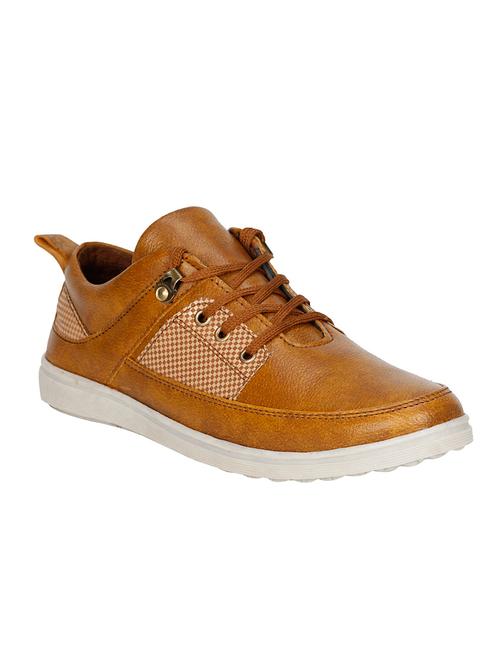 tan leatherette lace up sneaker - 13216708 - Very Small Image - 1