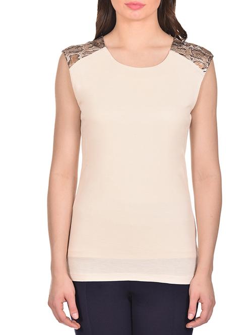 snake print shoulder patch top - 13217139 - Very Small Image - 1