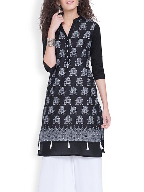 printed straight kurta - 13217344 - Very Small Image - 1