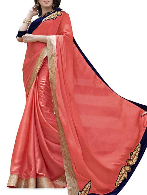 chiffon fabric embroidered pallu saree - 1322688 - Very Small Image - 1