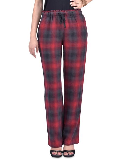 red and grey cotton checkered print pyjamas - 1323104 - Very Small Image - 1