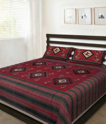 cotton jaipuri king size double bedsheet with two pillow cover. - 1323191 - Very Small Image - 1