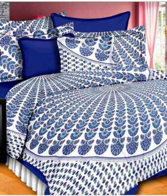 cotton jaipuri king size double bedsheet with two pillow cover. - 1323229 - Very Small Image - 1