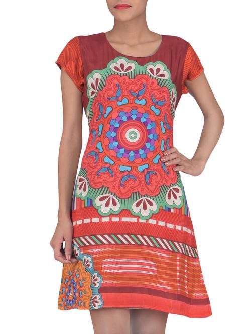 rust printed cotton dress - 1323916 - Very Small Image - 1