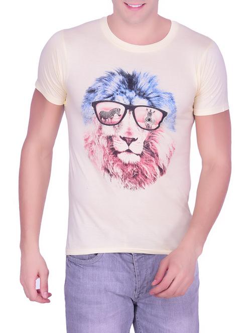 yellow cotton chest print tshirt - 13240731 - Very Small Image - 1