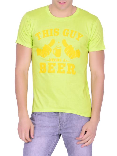 yellow cotton chest print t-shirt - 13240754 - Very Small Image - 1
