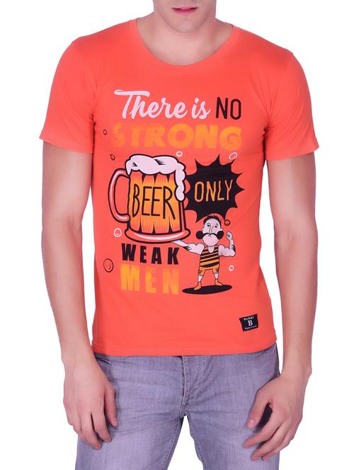 orange cotton front print t-shirt - 13240757 - Very Small Image - 1