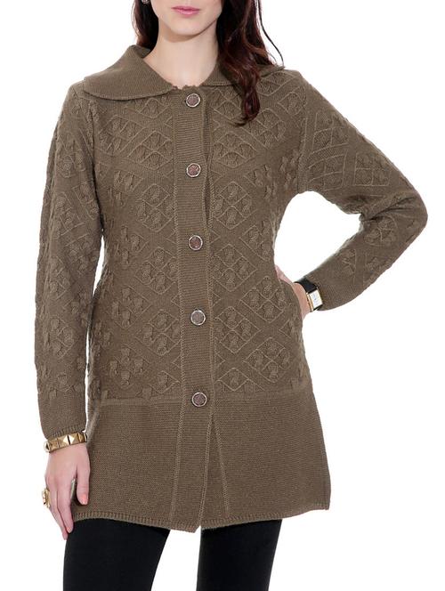 brown woolen cardigan with pockets - 1324276 - Very Small Image - 1
