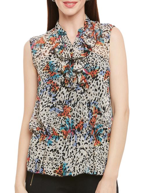 animal printed blouson ruffled top - 13244652 - Very Small Image - 1