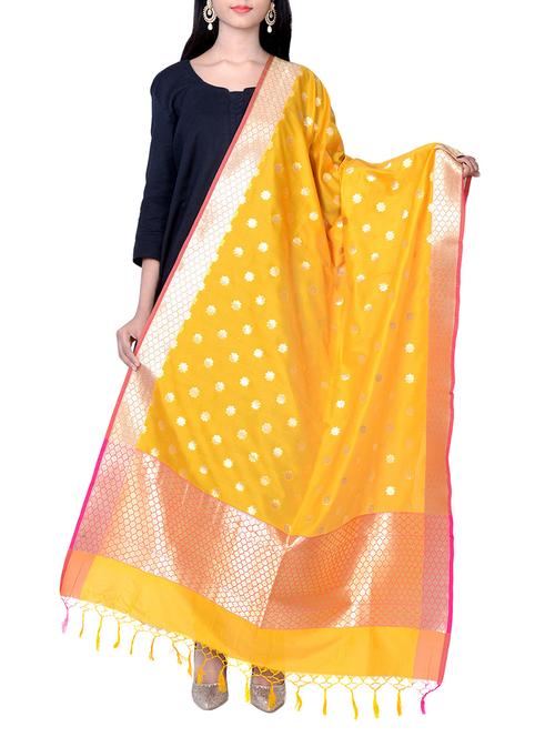 yellow silk dupatta - 13245166 - Very Small Image - 1