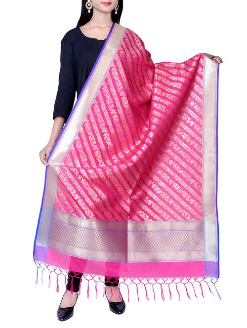pink silk dupatta - 13245171 - Very Small Image - 1