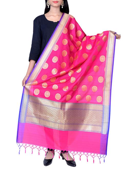 pink silk dupatta - 13245188 - Very Small Image - 1