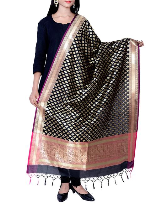 black silk dupatta - 13245195 - Very Small Image - 1