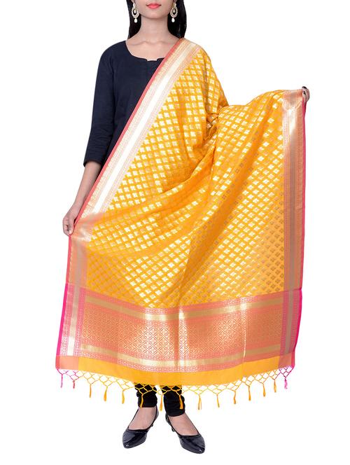 yellow silk dupatta - 13245196 - Very Small Image - 1
