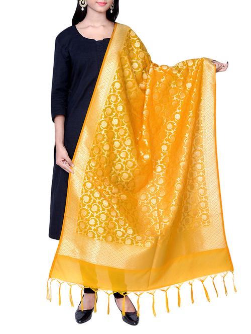 yellow silk dupatta - 13245204 - Very Small Image - 1