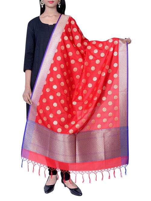 red silk dupatta - 13245211 - Very Small Image - 1