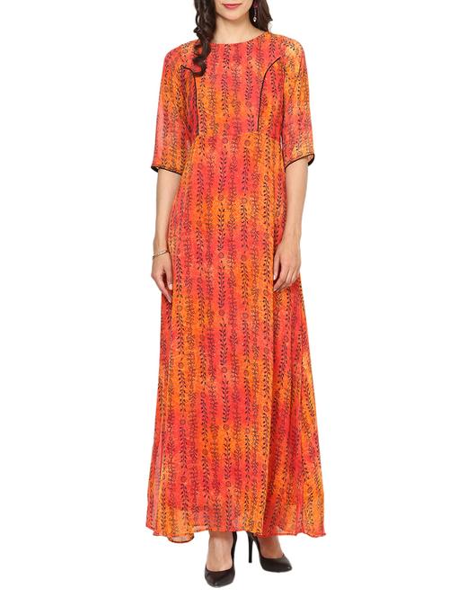orange georgette dress - 13245497 - Very Small Image - 1