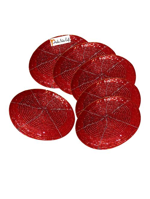 handmade red beaded coffee tea coasters - 13247986 - Very Small Image - 1