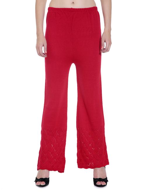 solid red acro wool palazzo pants - 1324951 - Very Small Image - 1